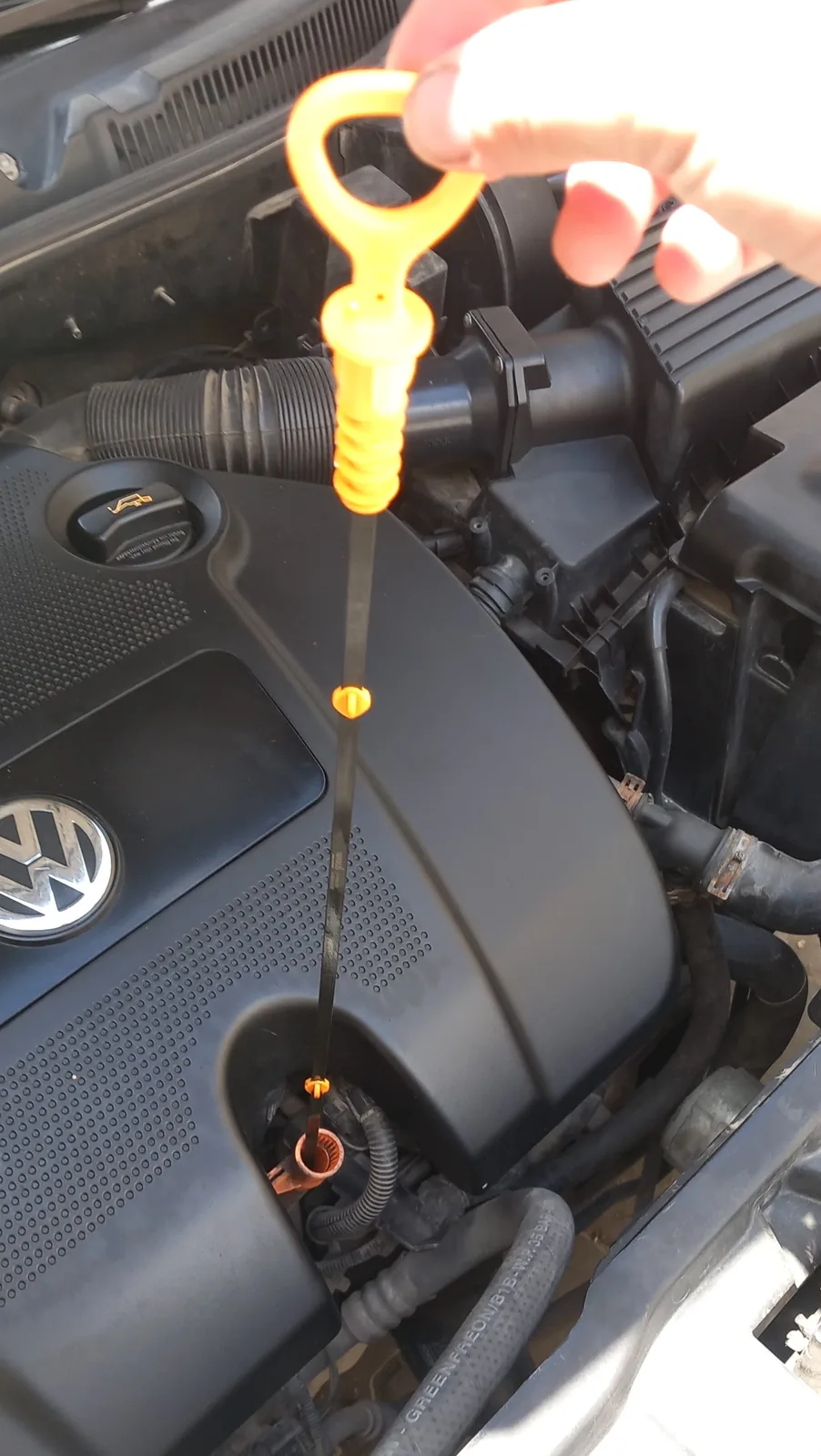 Replacement of the broken engine oil dipstick.