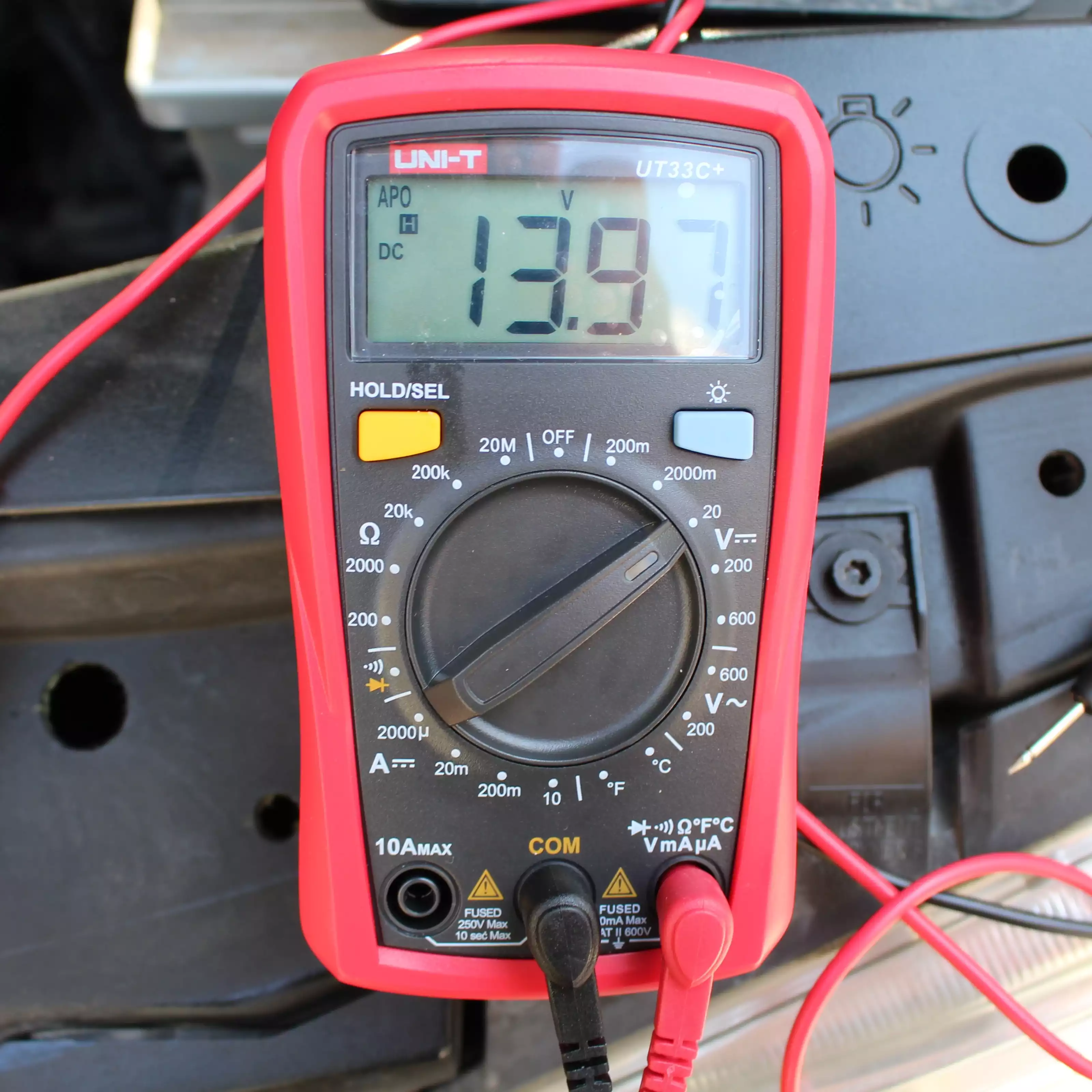 Alternator charging-voltage test.